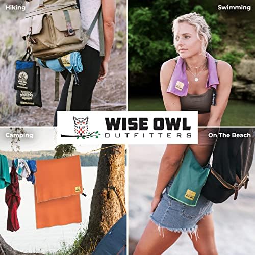 Wise Owl Outfitters Microfiber Camping Towel - Quick Dry Towel for Travel, Backpacking, Hiking, Beach, Gym & Yoga - Compact, Fast Drying & Lightweight