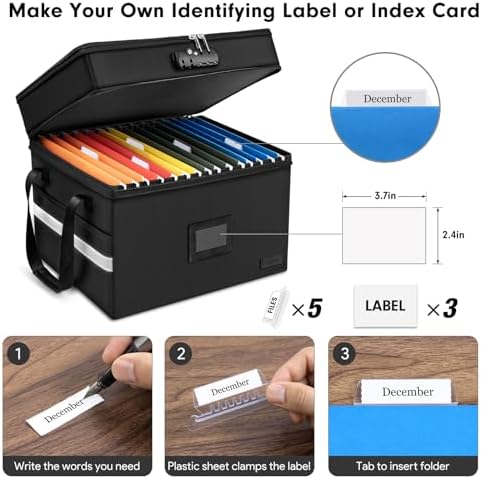 Fireproof File Oganizer with Lock, 2 Layer Fireproof Document Storage Box