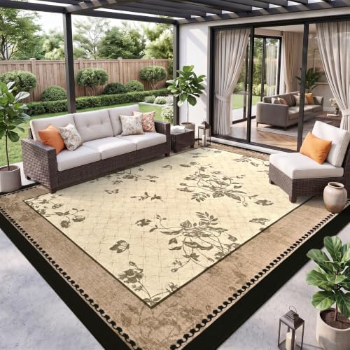 DweIke Easy Jute Outdoor Patio Rug, 4x6 Washable Rugs for Entryway Indoor Liv...