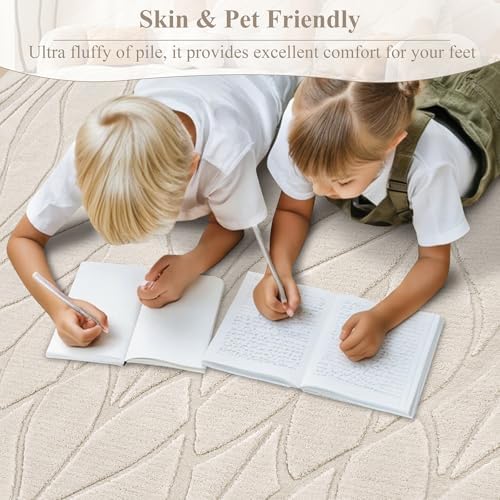 SHACOS 8x10 Soft Rug for Living Room Bedroom Fluffy Large Carpet, Beige