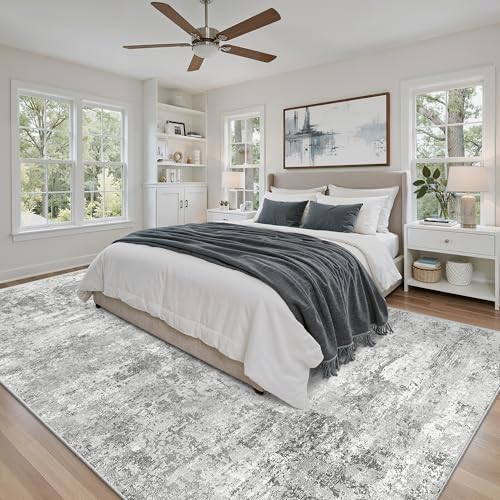 Cochyean 9x12 Area Rug Large Washable Rugs for Living Room, Light Gray