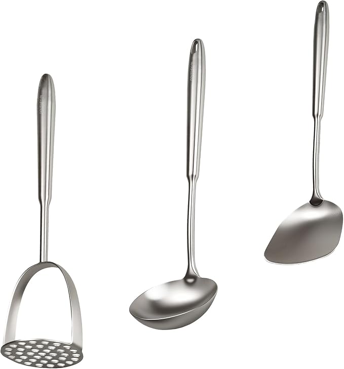304 Professional Potato Masher, Stainless Steel Cooking Utensils Set, Mirror - Image 7