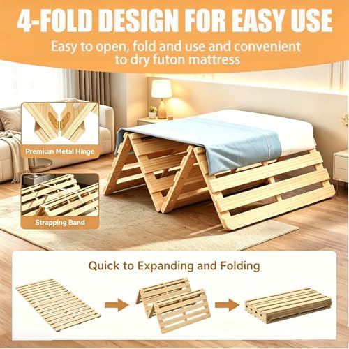 LILYPELLE Twin Floor Bed Frame, Foldable Tatami Bed Frame Futon Frame