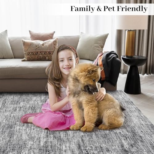 Garvee 10x13 Area Rugs for Living Room Solid Color Washable Rug, Light Grey