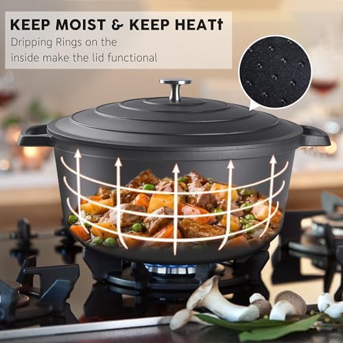 Large Dutch Oven Pot with Lid-7.5QT Cast Aluminum Oven Pot with Two Handles