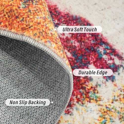 Carvapet Washable 9x12 Colorful Abstract Area Rug Modern Carpet