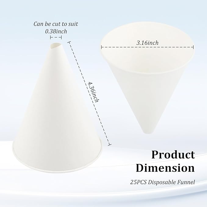 25PCS Disposable Funnels for Automotive Use, 6 oz Paper Engine Oil Funnel for - Image 2