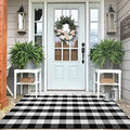 4x6 Buffalo Plaid Outdoor Rug, Washable Front Porch, Black White | Woven cotton checkered outdoor rug for porches and entryways, black and white washable decor for indoor outdoor use