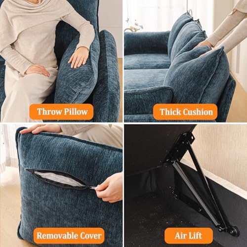 Rexulqo Oversized Accent Chair with Ottoman,All Seats Storage,Comfy Big Armch...