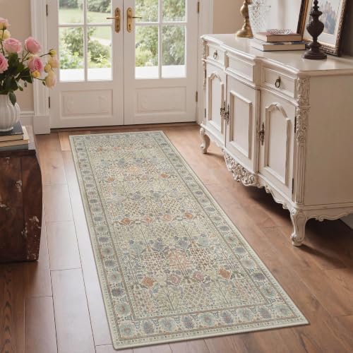 Bavni 9x12 Area Rug for Living Room, Washable Low Pile, Ivory Multicolor