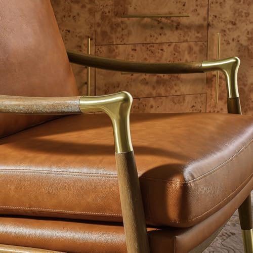 Modway Langford Faux Leather Upholstered Armchair – Mid-Century Modern Armcha...