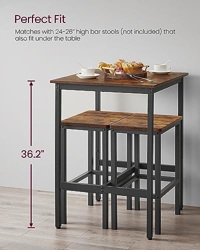VASAGLE Bar Table, Kitchen Dining, High Top Pub, Square, Steel Frame
