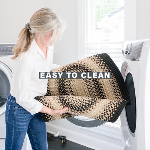 Homespice Black Mist Oval Braided Rug Ideal as Kitchen Rug Washable 27x45