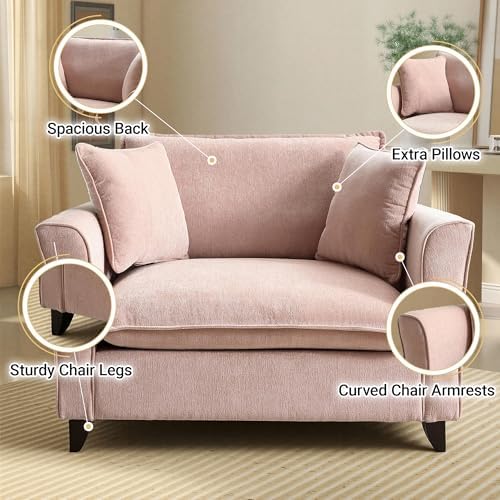 ERYE 46.9" Chenille Upholstered Accent Chair Wide Seat for Living Room B...