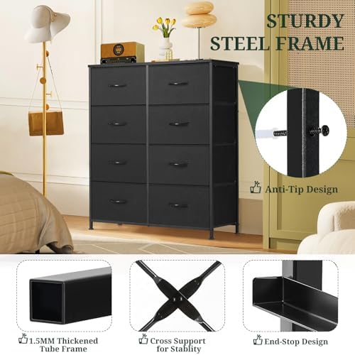 8-Drawer Dresser for Bedroom, Anti-Tip Tall Storage Organizer