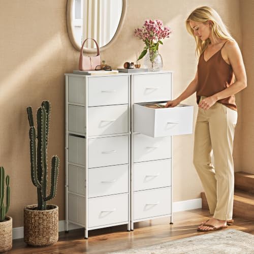 WLIVE Tall Dresser for Bedroom, 5 Drawer Dresser, White