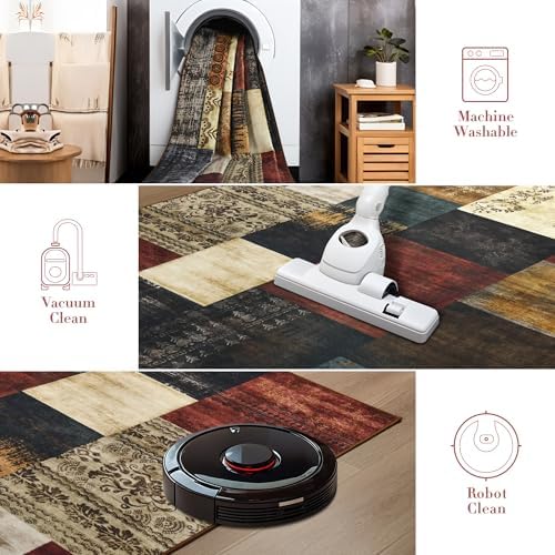 Tepook 4x6 Area Rugs for Living Room, Washable Large Geometric Bedroom Rug