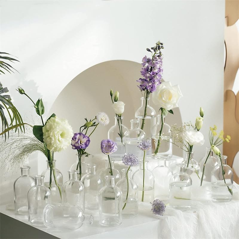 YOUEON 16 Pack Clear Glass Bud Vases, Small Bud Vases in Bulk, Glass Flower V...
