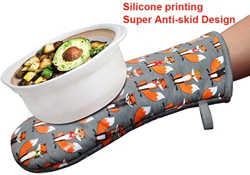 Oven Mitts Gloves 1 Pair Heat Resistant 480 ℉ Non Slip Clear Silicone Printed - Image 5