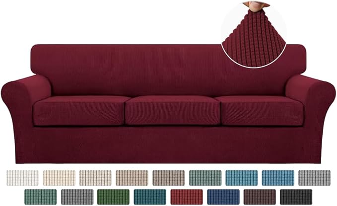 Turquoize 4 Piece Sofa Covers For 3 Cushion Couch Sofa Slipcover Soft Couch by Turquoize