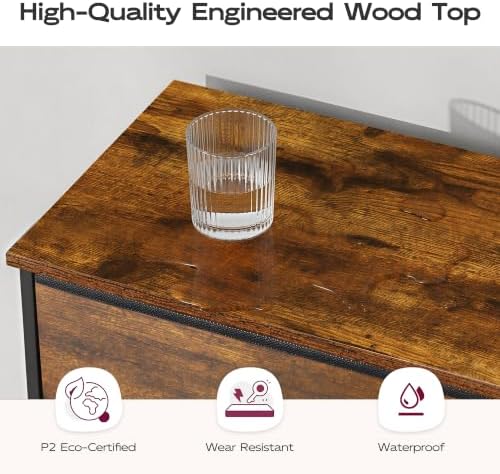 WLIVE Small Dresser Nightstand for Bedroom, 3 Drawers, Rustic Brown