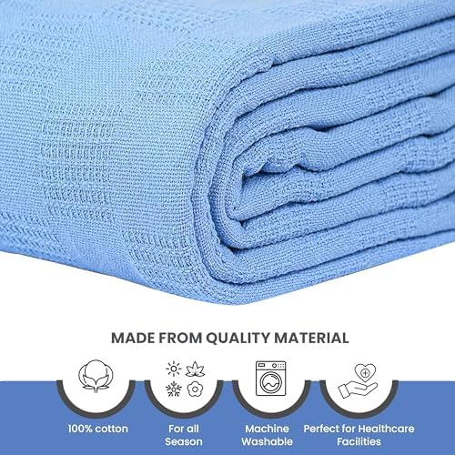 Linteum Textile Hospital Thermal SNAGLESS Spread Blanket, 100% Cotton (74x100...