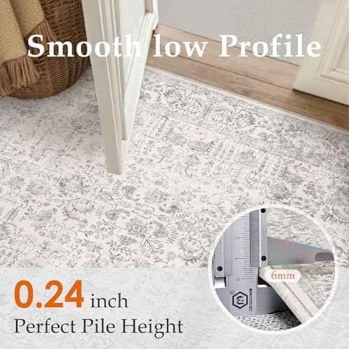 PureCozy Gray Area Rug 6x9 Vintage Floral