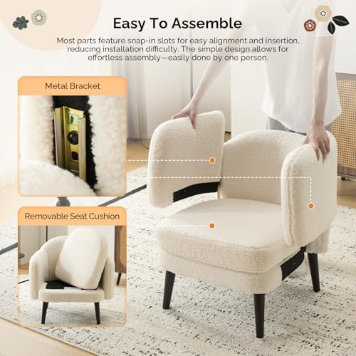 VINGLI 30.3" Wide Modern Barrel Accent Armchair with Track Armrest, Soli...