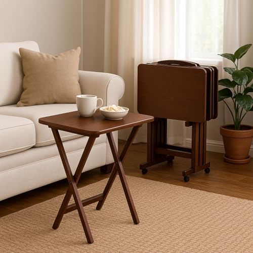 Ergode Folding TV Tray Set of 5, Espresso
