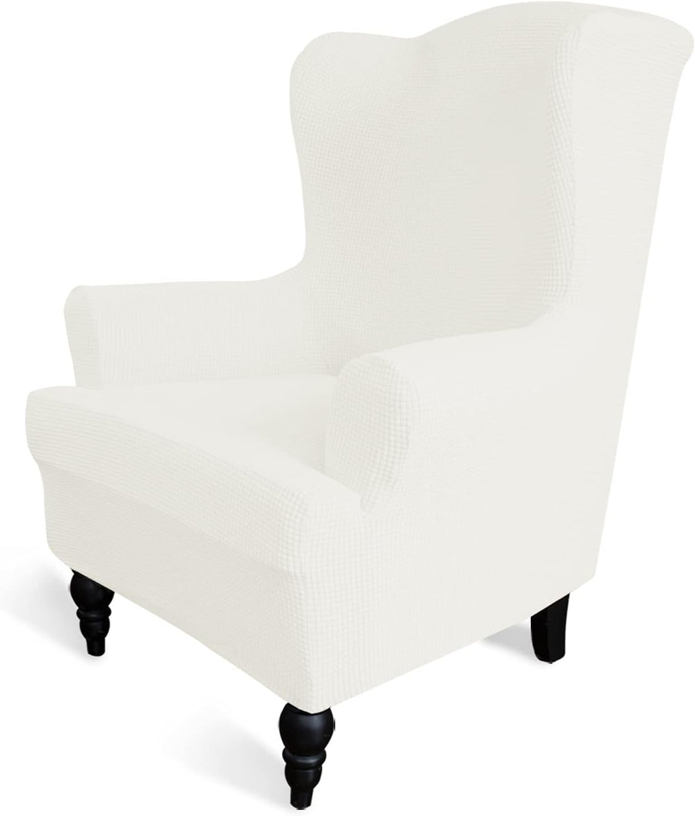 Easy-Going Stretch Wingback Chair Sofa Slipcover Cream
