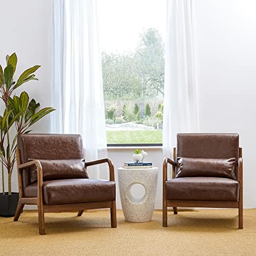 Glitzhome 30.75 "H Mid Century Coffee Accent Armchair, Single Reading Ar...