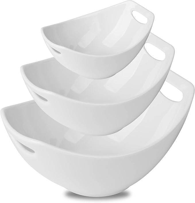 Gomakren Serving Bowls with Handles, Serving Dishes, Porcelain Salad Bowls by Gomakren