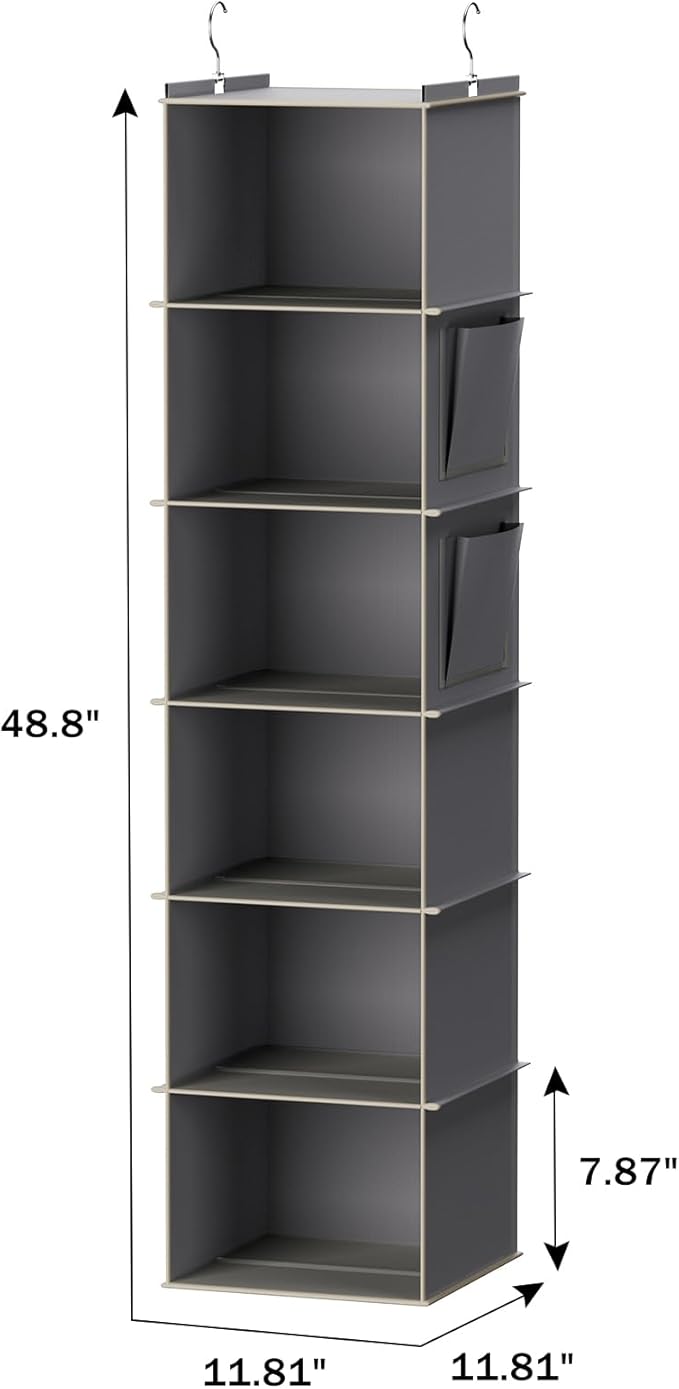 YOUDENOVA Hanging Closet Organizer, 6-Shelf Closet Hanging Storage Shelves - Image 3