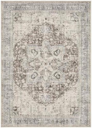 Tortania Area Rug 9x12 Living Room Rug Washable Soft Brown/Blue