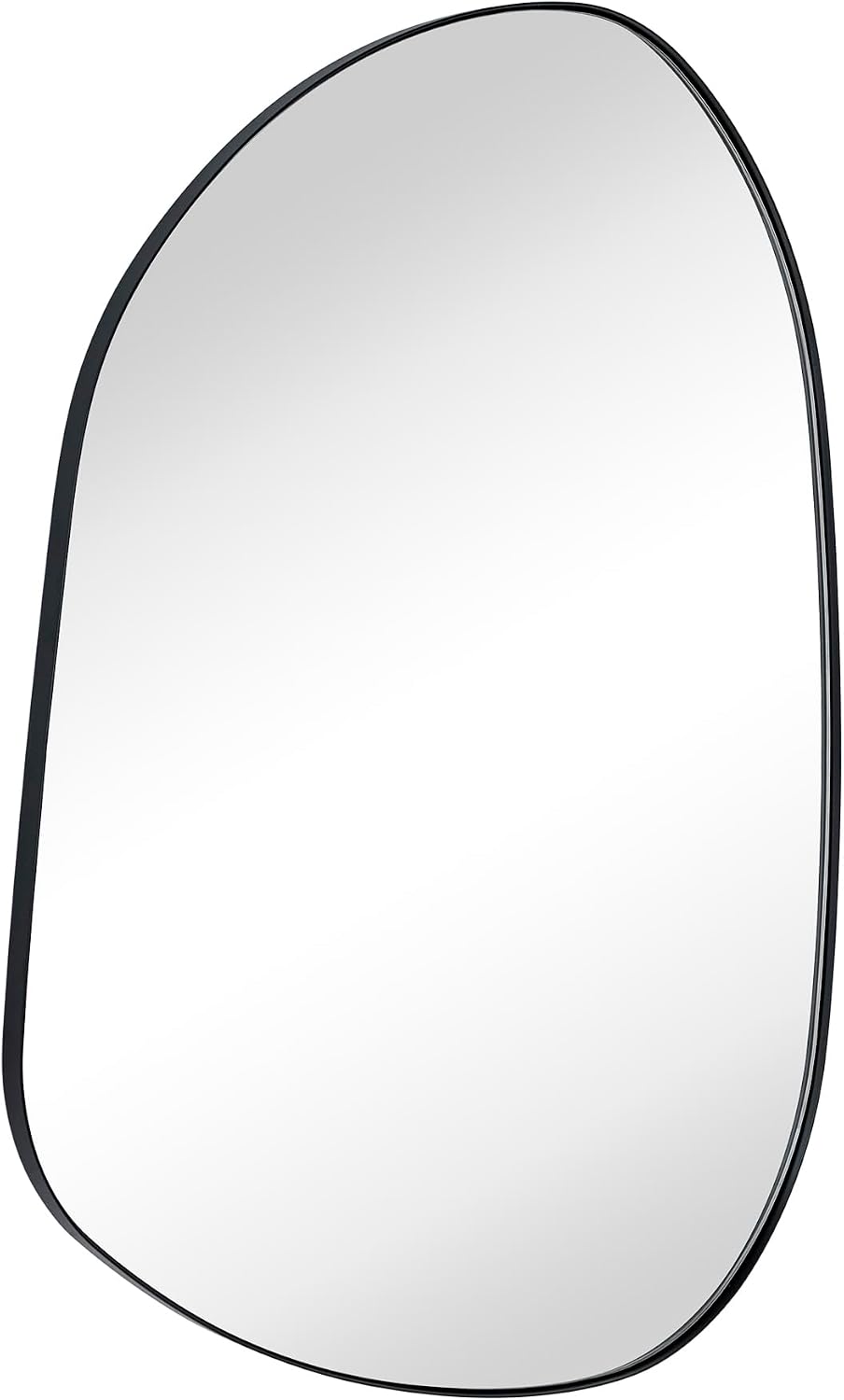 40 x 30 Matt Black Asymmetrical Mirror Irregular Black Mirror Accent Metal Fr...