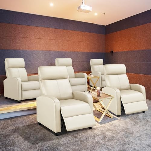 Topeakmart PU Leather Recliner Chair Home Theater Seating Beige