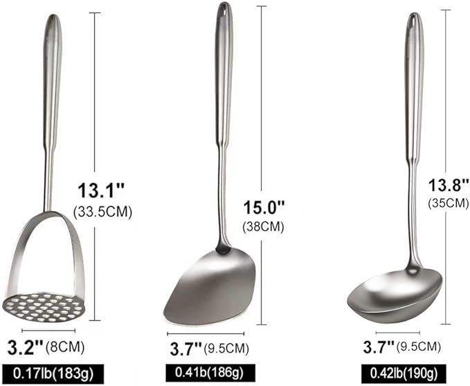 304 Professional Potato Masher, Stainless Steel Cooking Utensils Set, Mirror - Image 5