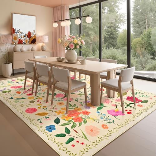 ISEAU 6x9 Area Rug for Living Room,Washable Rugs for Bedroom Dorm, Beige