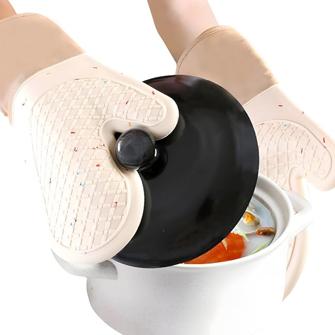 6-Piece Set Silicone Oven Mitts Cooking BBQ Gloves Non-Slip Heat Resistant Soft - Image 7
