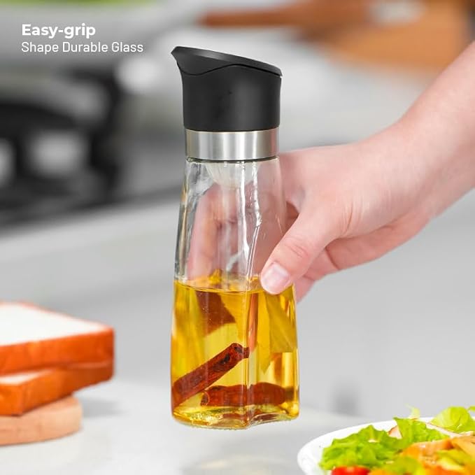 Premium Glass Olive Oil and Vinegar Dispenser Bottles Set, 2-Piece 11oz Kitchen - Image 5