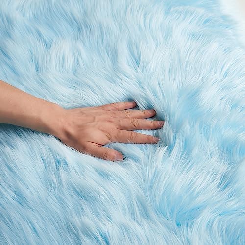 EasyJoy Ultra Soft Fluffy Shaggy Area Rug Faux Fur Rug Chair Cover Seat Pad - Image 5