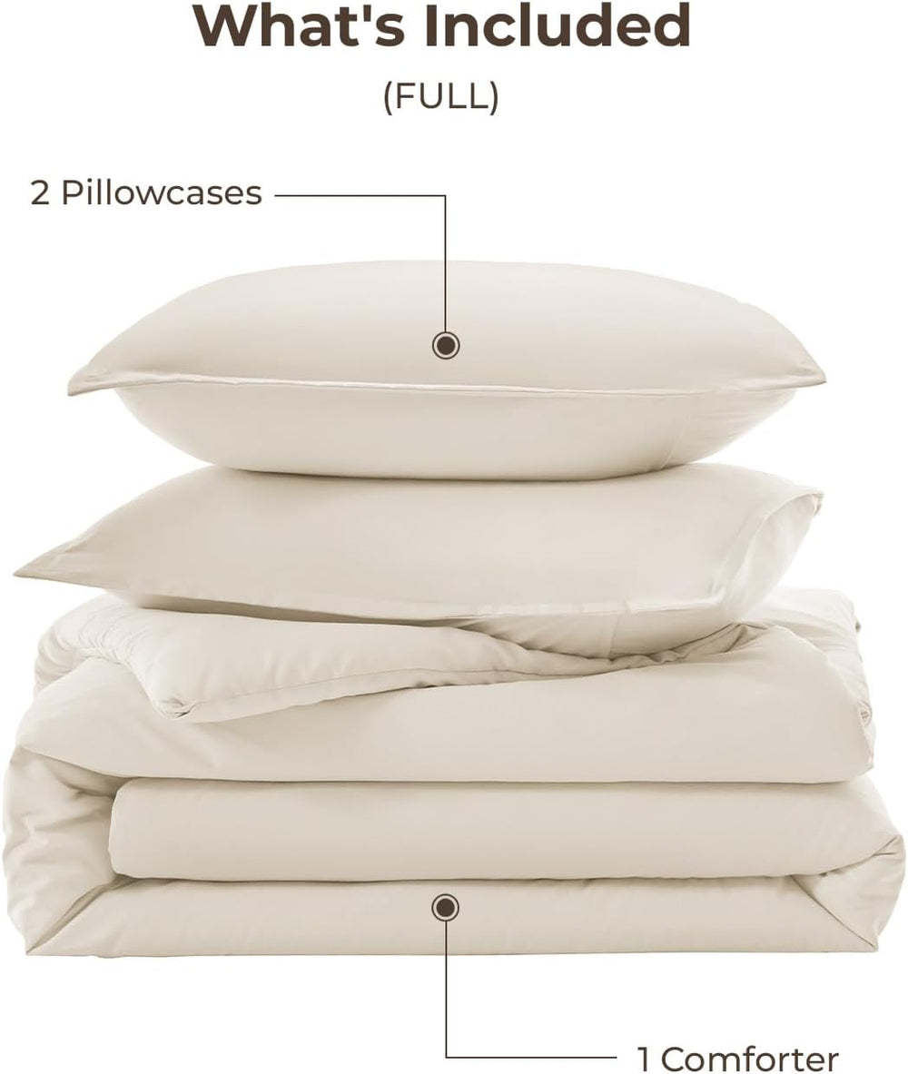 Litanika Comforter Full Size Beige, 3 Pieces Lightweight Solid Bed Set