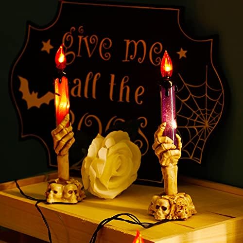 WATERGLIDE Halloween Decoration Candle Light Stakes, 10 Pack Skeleton Hands H...