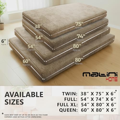 Matini Home Memory Foam Futon Mattress, Foldout Couch Futon Mattress - 54x80 ...