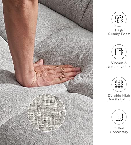 mopio 76.4" Futon (Light Gray, Fabric, Tufted Styled)