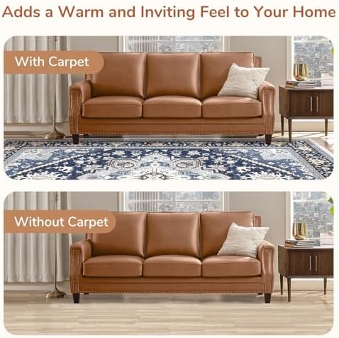 OPPODREAM Soft Area Rugs 9x12, Persian-Inspired Washable Rug, Blue & Gold
