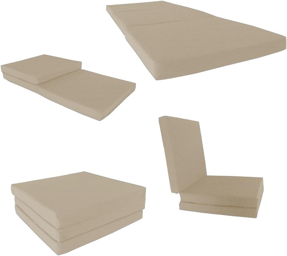 D&D Futon Furniture Trifold Foam Beds, Floor Tri-Fold Bed, Foldable Shiki...