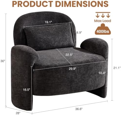 Accent Chair for Living Room, Modern Chenille Fabric Lounge Reading Sofa Chai...