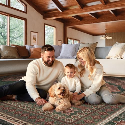8x10 Area Rug - Washable Ultra-Thin Carpet Non-Slip Dark Brown