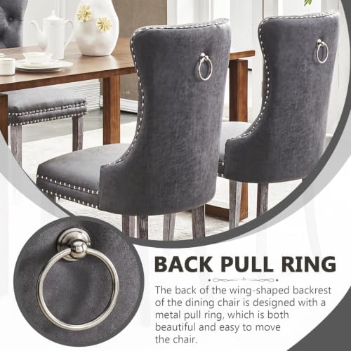 Leather Dining Chairs, Upholstered Dining Room Chairs, Grey, Set of 6 | Dinin...